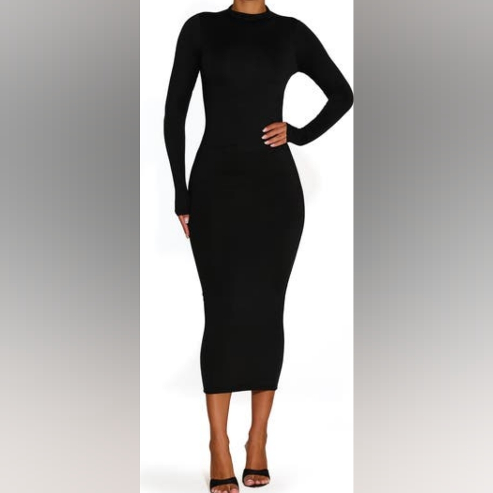 Bare Long Sleeve Midi Dress